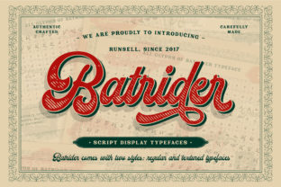 Batrider: A Playful Vintage Display Font for Handmade Labels and Creative Projects